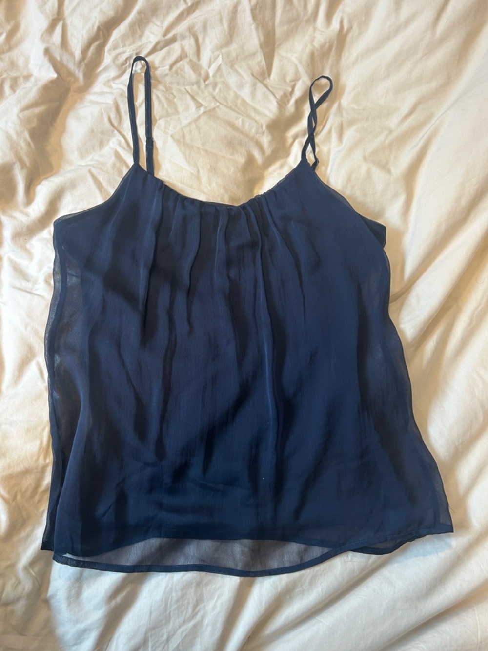 Navy Sheer Spaghetti Strap Cami Top